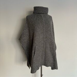 J. Crew Relaxed Turtleneck Poncho Wool Alpaca Blend Gray